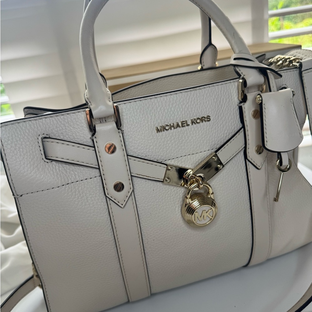 Michael Kors White Satchel with Silver Hardware